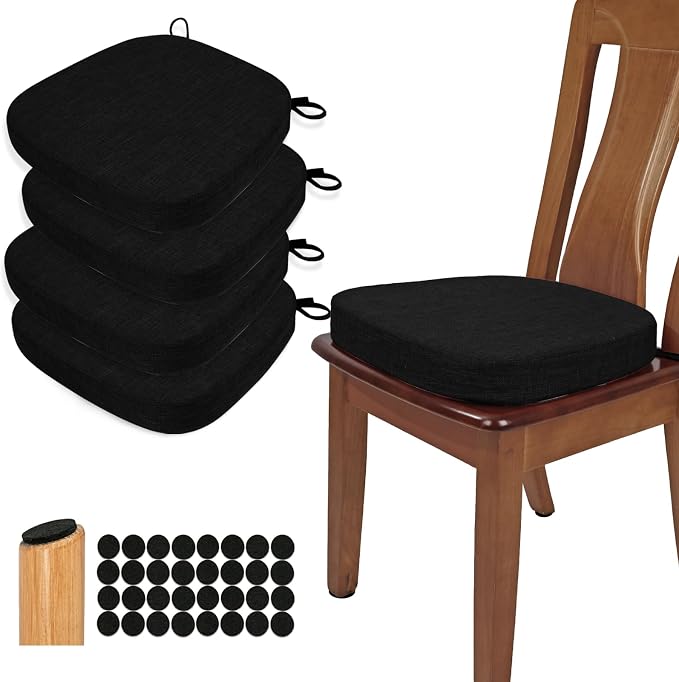 BUYUE Thickened 2.5" Dining Chair Cushions Set of 4, U-Shape High Density Foam by BUYUE