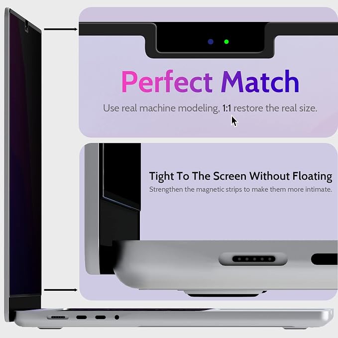 Peslv Magnetic Privacy Screen for MacBook Pro 14 Inch, Removable Matte Blue - Image 6