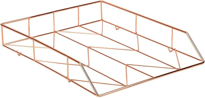 U Brands Desktop Letter Tray, Rose Gold Wire Metal by UBrands