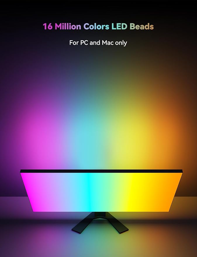 Monitor LED Backlights for PC & Mac, RGBIC LED Strip Lights that Sync - Image 3