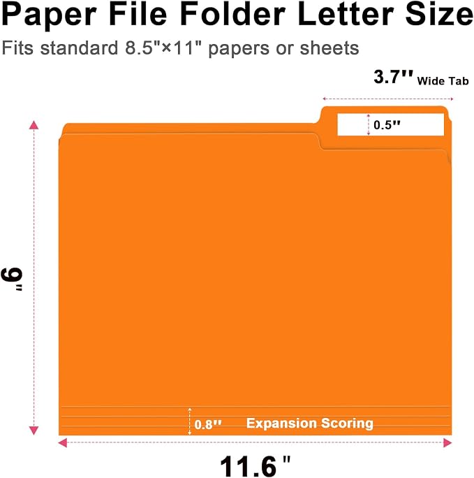 File Folder, RAZCC 100 Pack 1/3 Cut Tab File Folders Letter Size, Folders - Image 2