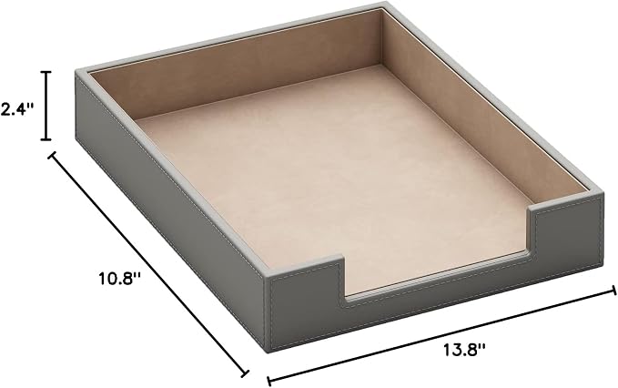 Leather Letter Tray, THIPOTEN Elegant Desk Organizer - Image 4