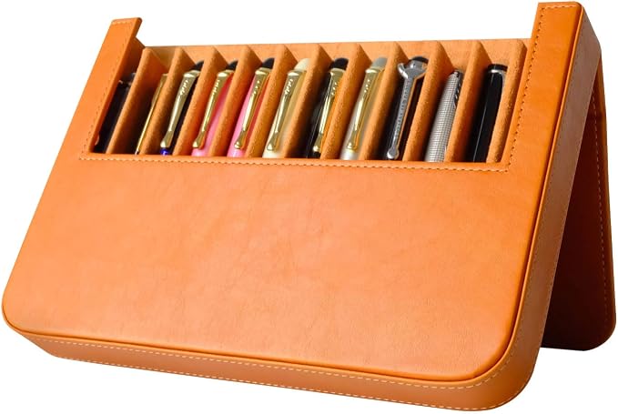 Leather 12 Fountain Pen/Pencil Tray Case Organizer, Fashion Design, Magnetic - Image 8