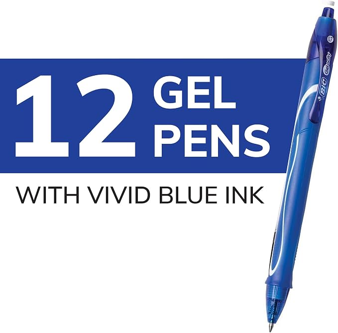 BIC Gelocity Quick Dry Blue Gel Pens, Medium Point, School Supplies - Image 4