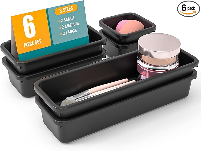 6 PCS Drawer Organizer Set, 3 Size Makeup Drawer Divider Organizer by StoreHappily