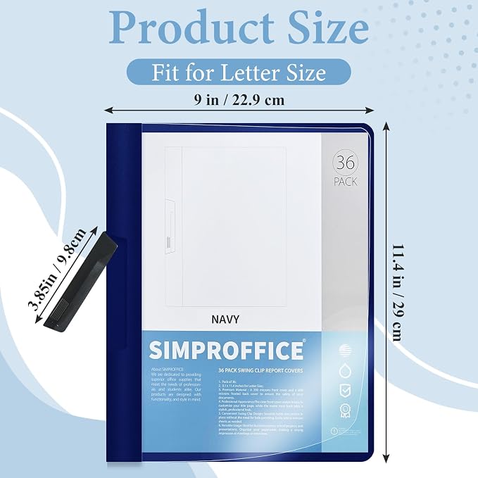 36 Pack Swing Clip Report Covers, Plastic Presentation Folders - Image 2
