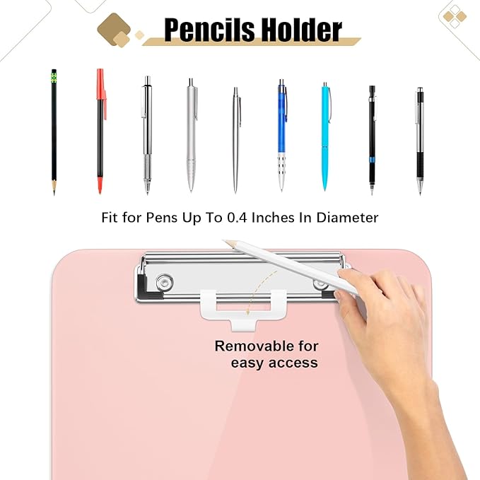 Hongri Plastic Clipboard with Pen Holder, Nurses and Women, Low Profile Clip - Image 2