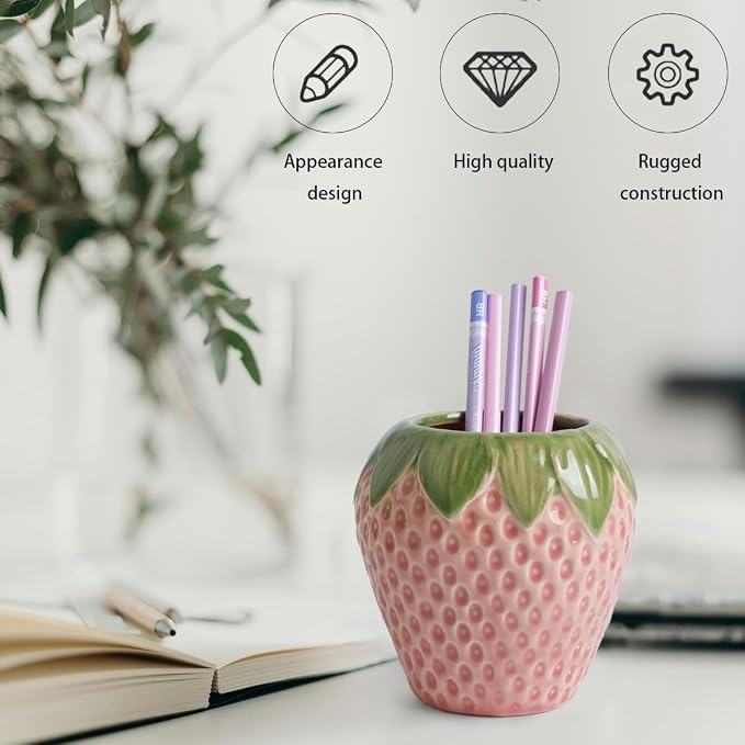 Strawberry Pencil Holder, Cute Pen Holder - Image 4
