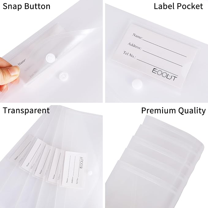 EOOUT 30pcs Plastic Envelopes, Document Folders Letter Size A4 Size File - Image 3