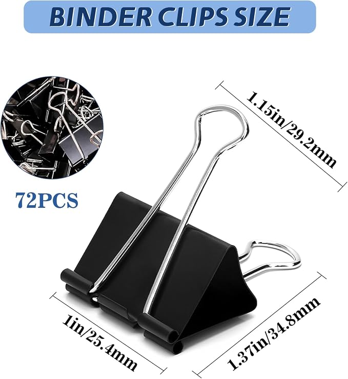 Medium Binder Clips, Medium Paper Clips, Office Clips, - Image 2