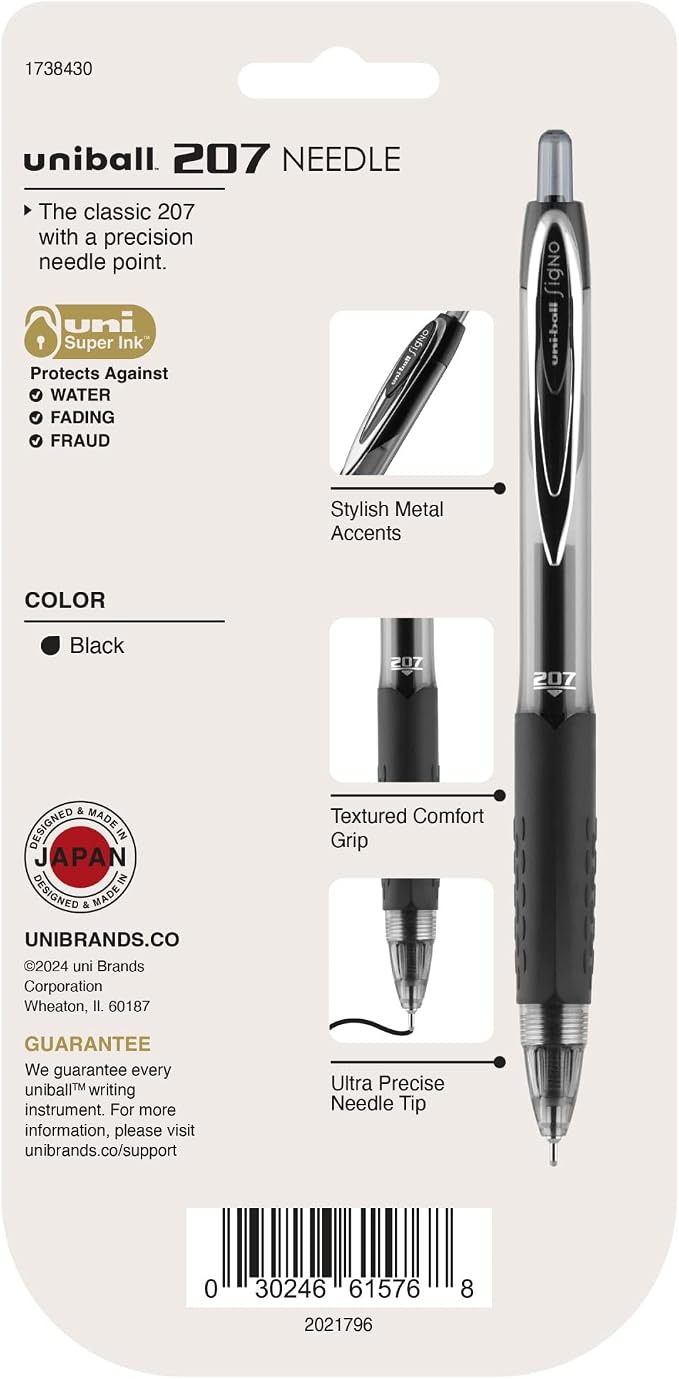 uniball 207 Needle Retractable Gel Pens, Medium Point, 4 Pack - Image 7