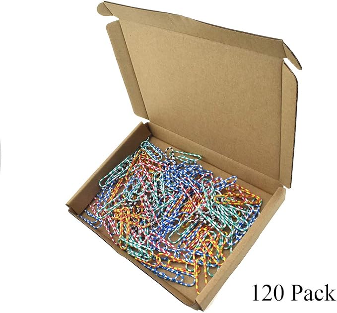 HAHIYO Paper Clips 1.3 inches Length Striped Paperclips Vinyl Coated Prevent - Image 7