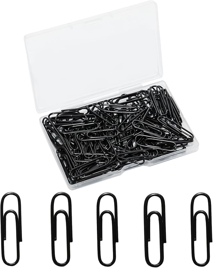 100 Pcs Black Paper Clips, 1.1 Inch Colorful Paperclips | Vinyl Coated by Unknown