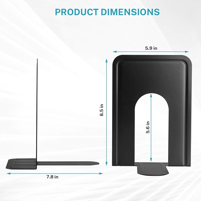 MaxGear 8.5 in Extra Large Heavy Duty Metal Book Ends, Bookends - Image 6