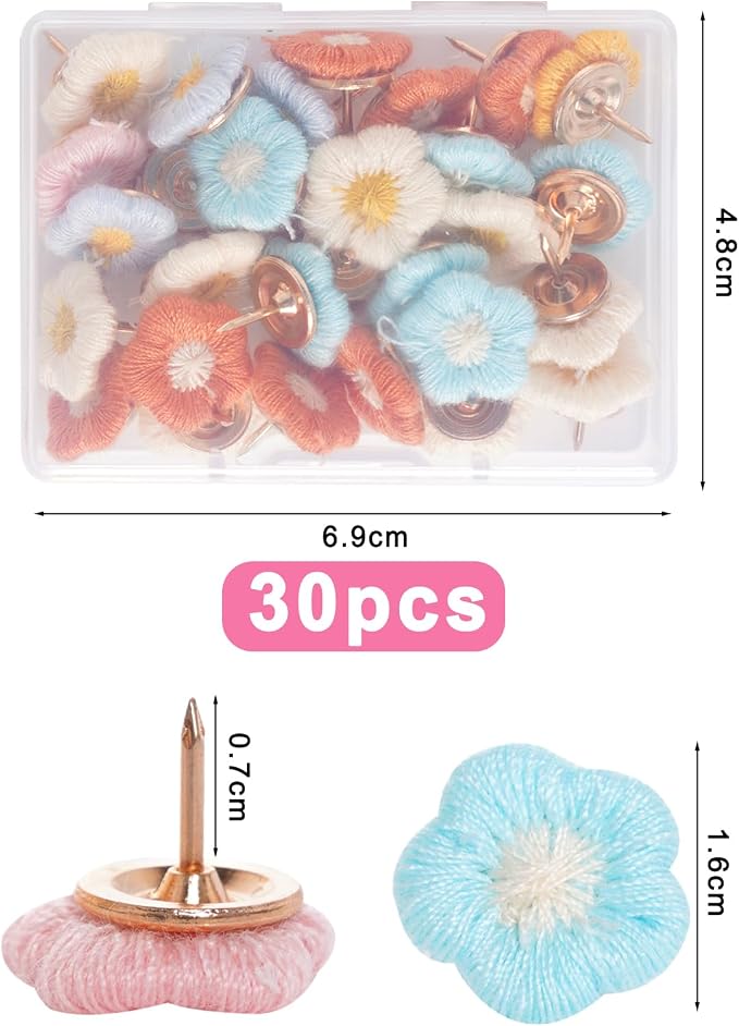 hoyuwak 30pcs Push Pins Cute Decorative Flower Thumb Tacks Bulletin Board Color - Image 3