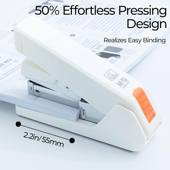 M&G Effortless Stapler 50 Sheet Capacity One-Touch Stapling, Heavy Duty Desktop - Image 2
