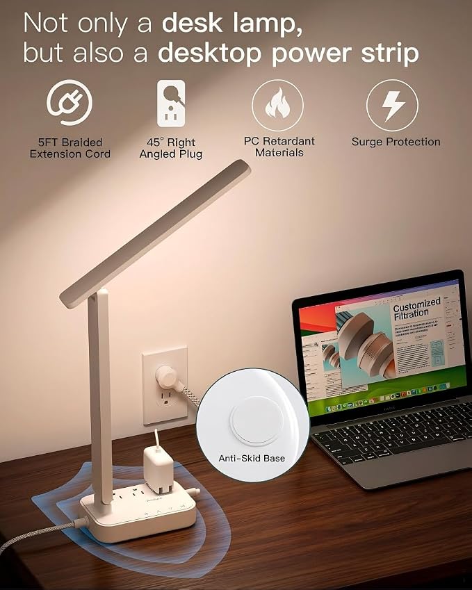 Addtam LED Desk Lamp, Power Strip - Image 5