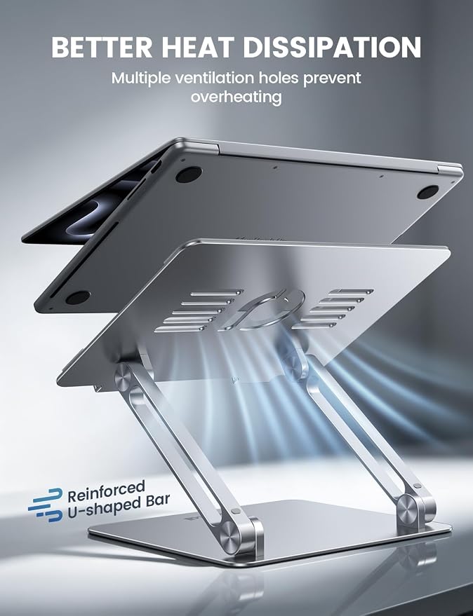Lamicall Adjustable Laptop Stand, Portable Laptop Riser, Aluminum Laptop Stand - Image 6