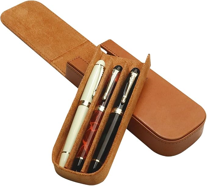 Leather Triple Pen Case Pencil Pouch Holder - Image 6
