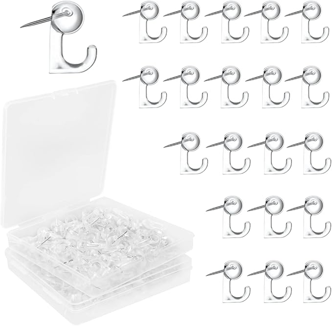 100 Pcs Push Pin Hooks Plastic Heads Pin Tacks Wall Decorative Thumb Tacks Hook by Cositina