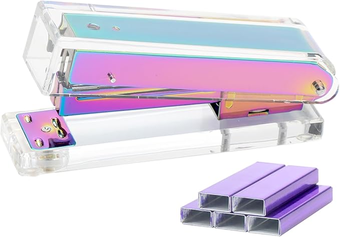 Clear Acrylic Rainbow Stapler Colorful Desktop Staplers by NatSumeBasics