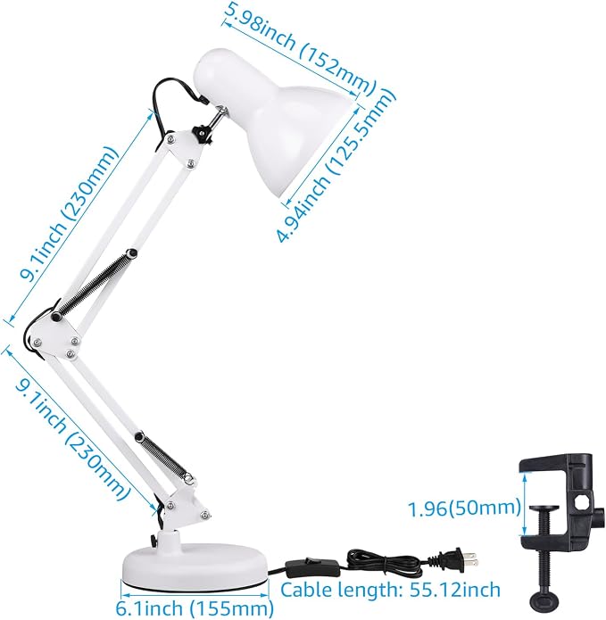TORCHSTAR Metal Desk Lamp, Adjustable Swing Arm, - Image 6