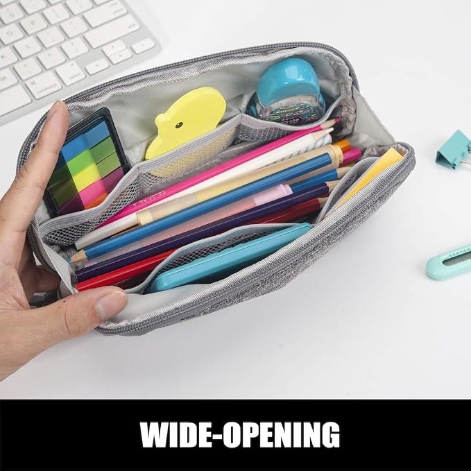 Sooez Wide-Opening Pencil Pen Case, Lightweight & Spacious Pencil Bag Pouch Box - Image 3