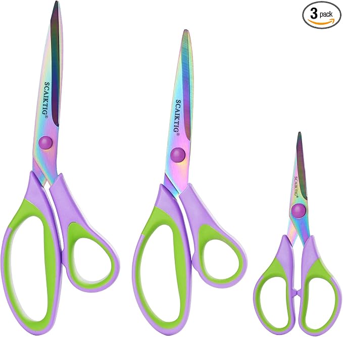 Scissors All Purpose, Sharp Titanium Blades Shears, Rubber Soft Grip Handle by AILILE
