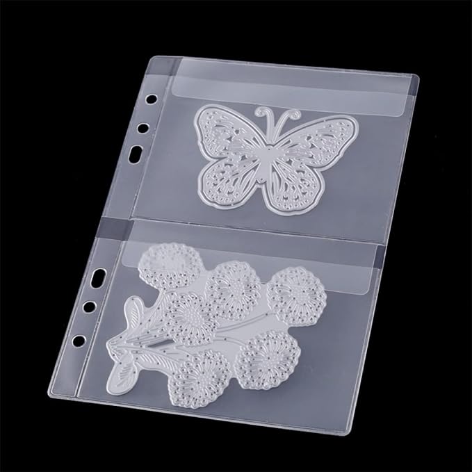 BAOFALI 10 Pack A5 Size Plastic Binder Pockets, 6 Holes Waterproof PVC Folders - Image 2