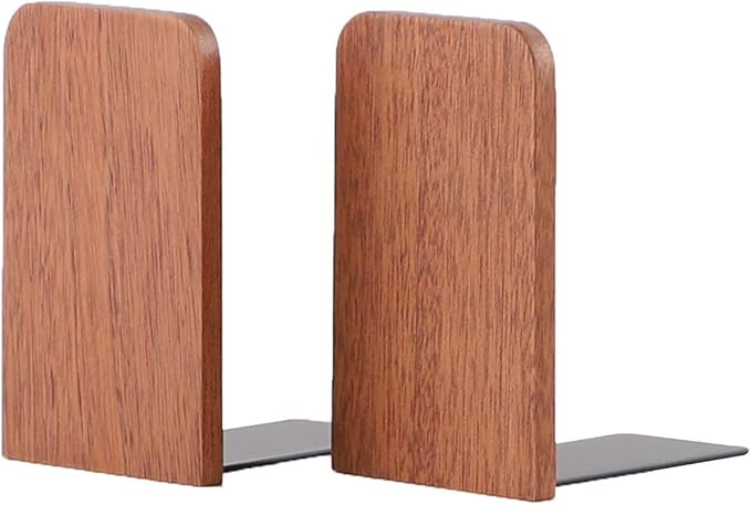 Muso Wood Book Ends for Shelves, Non-Slip Bookends, Heavy Duty Wooden Bookend - Image 3