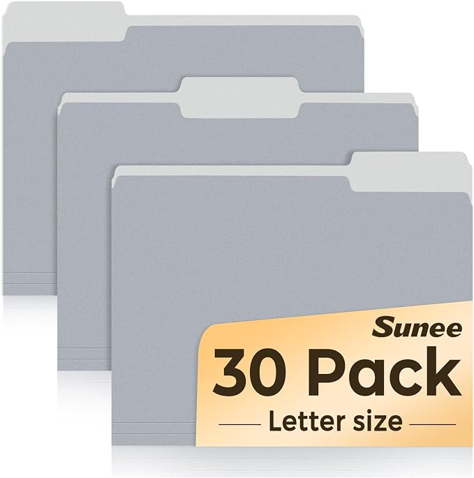 SUNEE File Folders, 30 Pack Manilla Folders 8.5 x 11, Colored File Folders Home by SUNEE