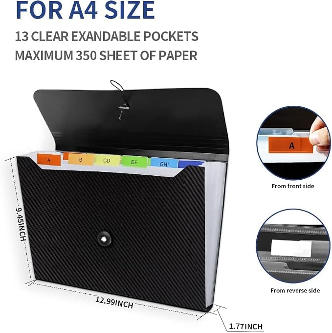 3Pcs Expanding File Folder, 13 Pockets Accordion File Holder Organizer - Image 3