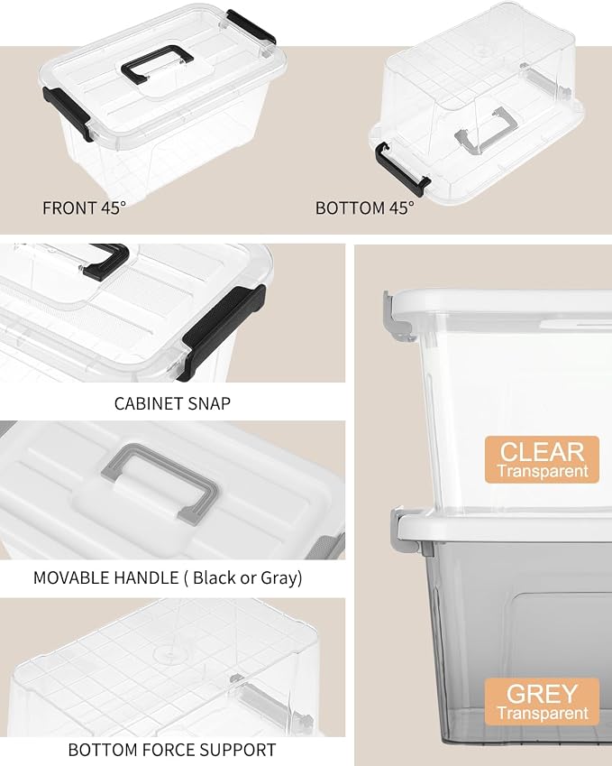 NUMIFUN 7Qt Clear Plastic Storage Bins - Image 8
