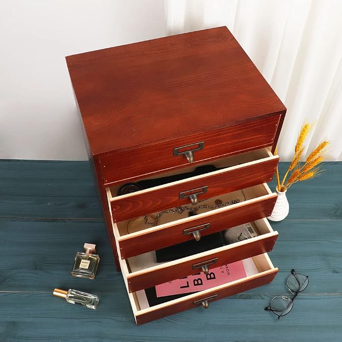 GoooodGIFT Large Wooden Drawer Rustic Desk Organizers and Accessories Wooden - Image 5