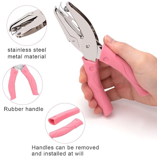 2 Pack Handheld Hole Paper Punch Kit, Single Hole Punch, Heart and Star Hole - Image 3