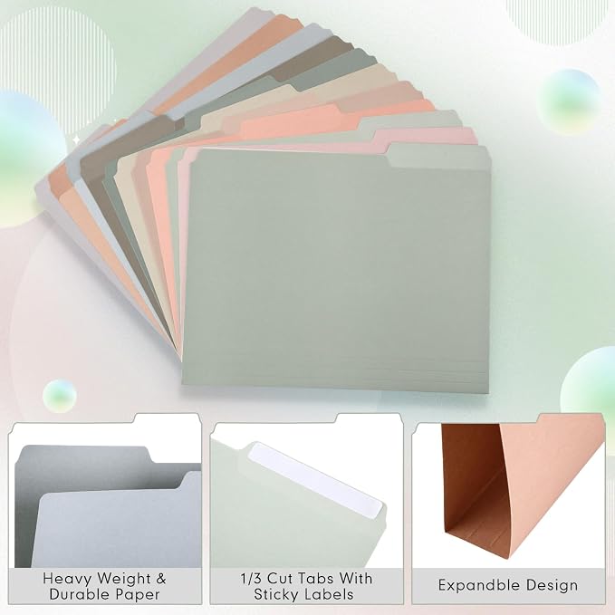 48 Pcs File Folders 9.5x11.6 Inch Manilla Folders Letter Size - Image 3