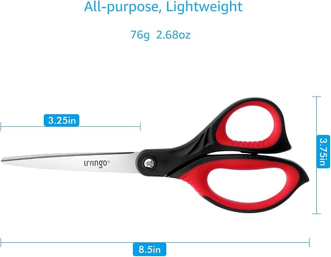 LIVINGO 3 Pack 8.5" Sharp Scissors All Purpose | Professional Ergonomic Comfort - Image 2