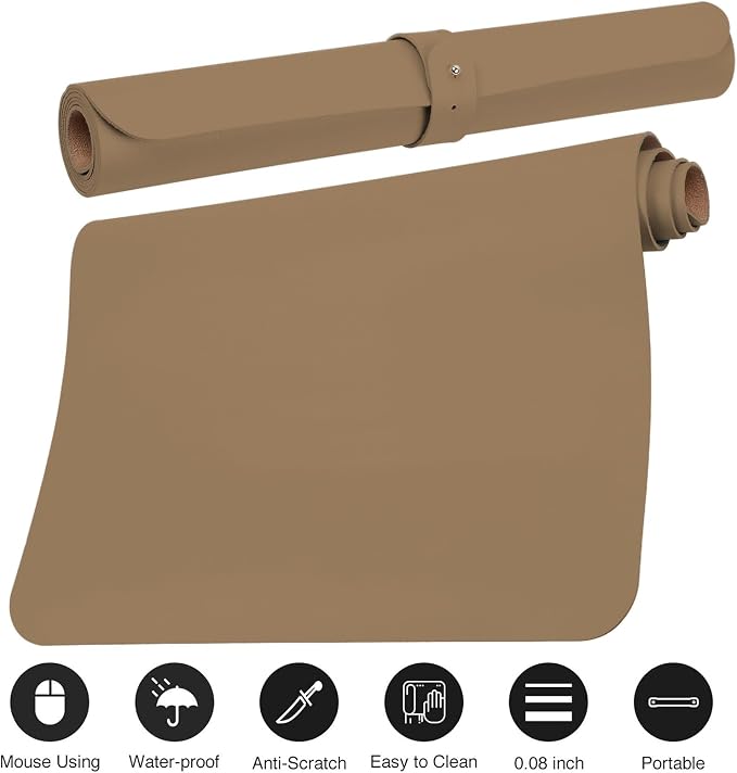 Boutilon Leather Desk Pad Protector, Non-Slip Mouse Pad, Laptop Desk Pad - Image 3