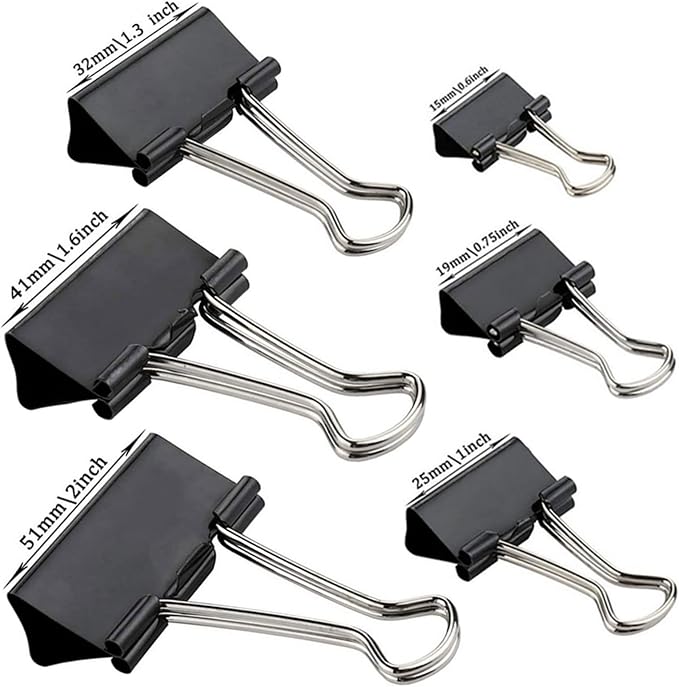 Binder Clips Paper Clamps 300 Pack Assorted Sizes, Mini and Micro, 6 Sizes - Image 2