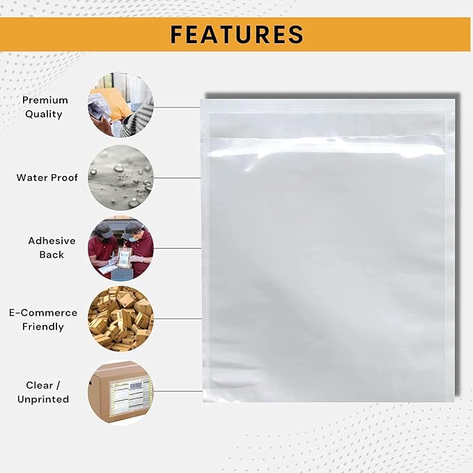 200 Pack 6"x9" Shipping Label Sleeves – Clear Self-Adhesive Packing Slip Pouches - Image 5