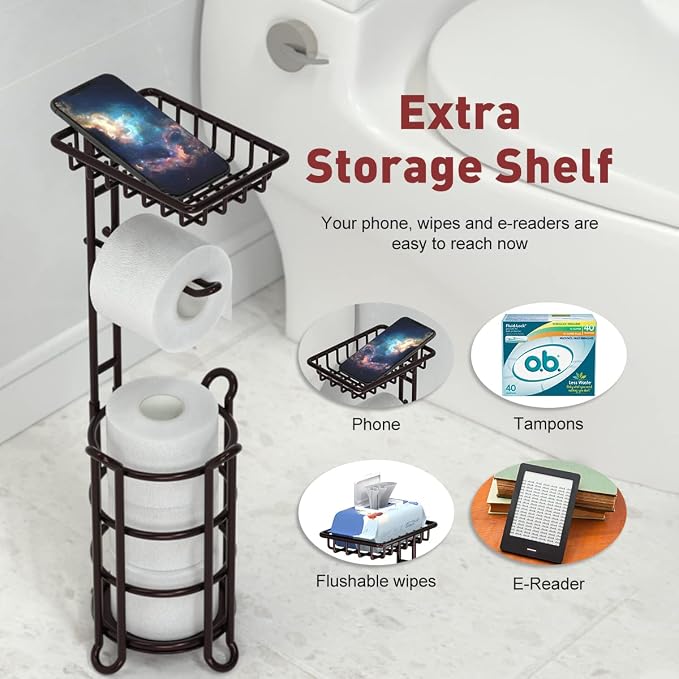 Toilet Paper Holder Stand Tissue Paper Roll Dispenser - Image 4