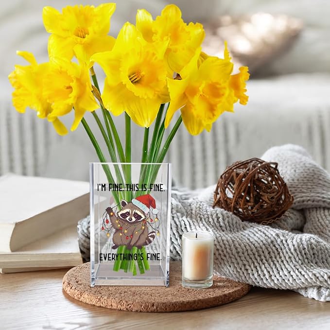 I'm Fine This Is Fine Acrylic Cosmetic Pencil Pen Holder Cup, Funny Raccoon - Image 5