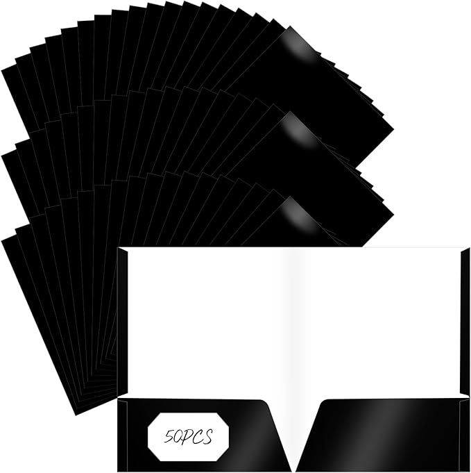 Jutom 50 Pcs 2 Pocket Glossy Paper Folders Glossy Paper Laminated Portfolios by Jutom