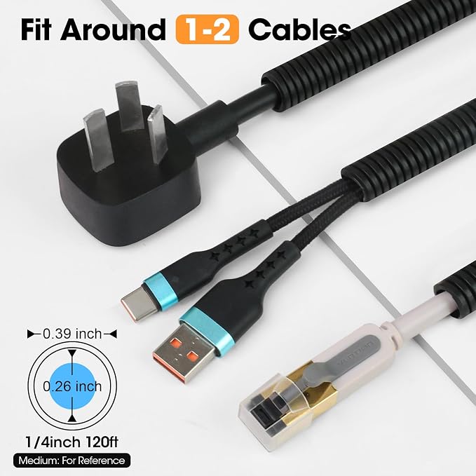 120 FT Wire Loom 1/4 Inch, Split Wire Loom Tubing Conduit, Wire Protector Tubing - Image 2