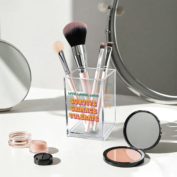 Live Laugh Love Funny Anti Cliche Acrylic Cosmetic Pencil Pen Holder Cup - Image 3