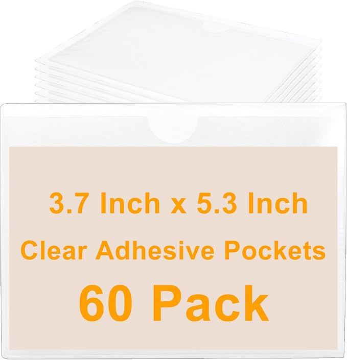 30 PCS Clear Adhesive Pockets, 3.7" x 2.3" Plastic Index Card Holder Labels - Image 5
