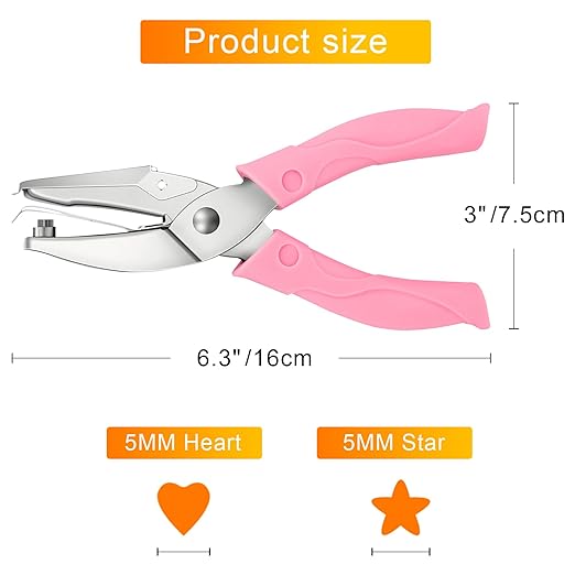 2 Pack Handheld Hole Paper Punch Kit, Single Hole Punch, Heart and Star Hole - Image 2