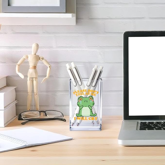 Please Don't Yell at Me I Will Cry Acrylic Cosmetic Pencil Pen Holder Cup - Image 4