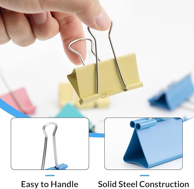 2 Inch 12 Pack Extra Large Binder Clips, Colored Jumbo Paper Clips, Big Paper - Image 4