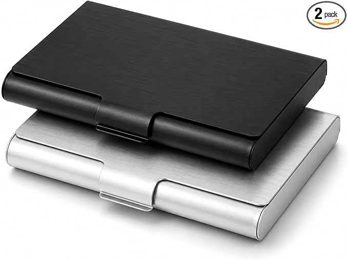 2 Pcs Business Card Holder for Purse, Aluminum Alloy Metal Pocket Business Card by Unknown